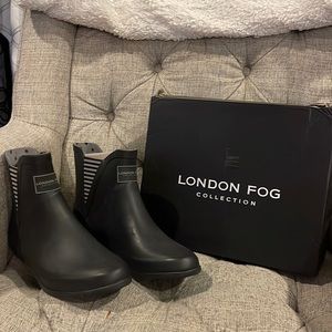 London Fog Piccadilly black 9M women’s rain boots NWT